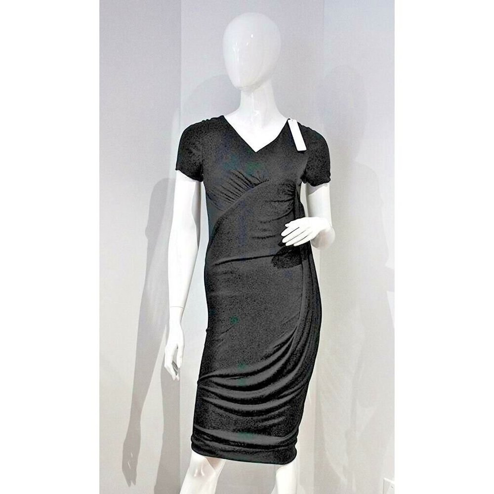 $260 DOO.RI Under.Ligne Women's Bubbled hem BLACK Viscose DRESS ( 2 )